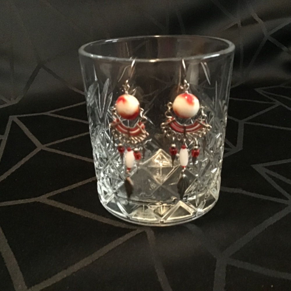 Bohemian style bead and spike earrings - Picture 2 of 6